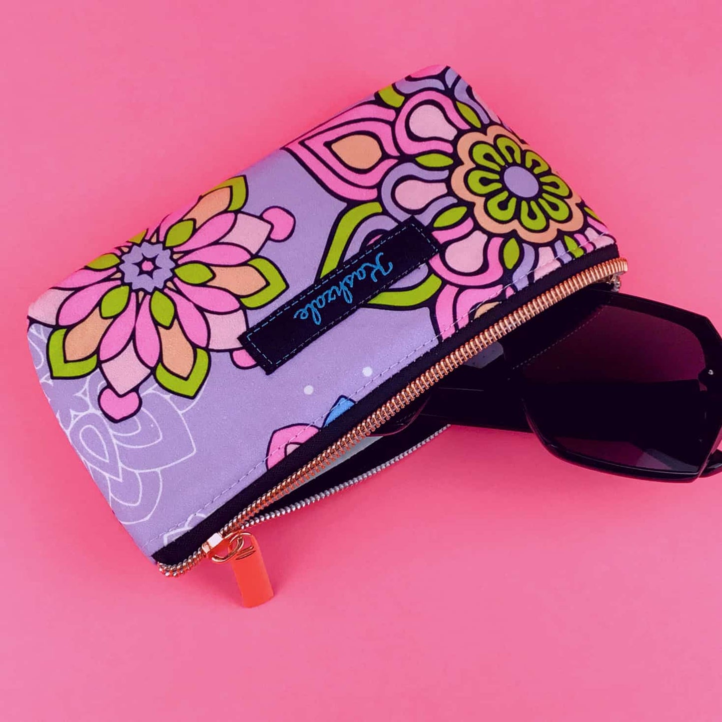 Kashzale Handmade Cosmetic Bags - Mandala Magnifica Mauve Sunglasses bag, glasses case. Exclus