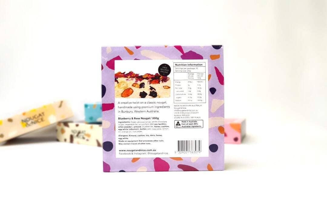 Nougat & Nice - Blueberry & Rose Nougat | 200g Box