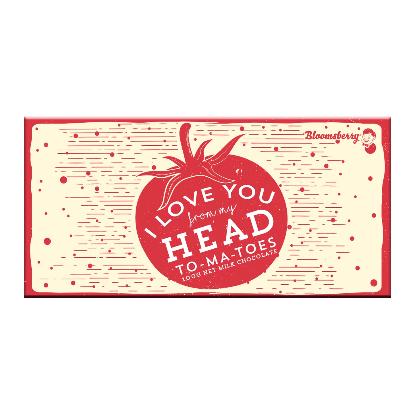 Bloomsberry - 100g Milk Chocolate Bar - Love You From My Head To-Ma-Toes