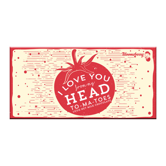 Bloomsberry - 100g Milk Chocolate Bar - Love You From My Head To-Ma-Toes
