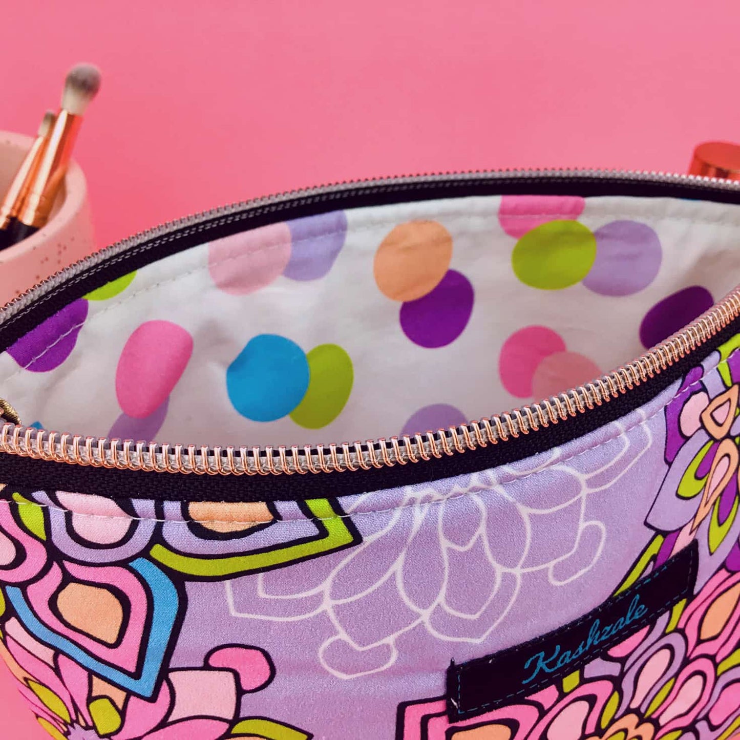 Kashzale Handmade Cosmetic Bags - Mandala Magnifica Mauve Medium Cosmetic Bag. Exclusive Desig