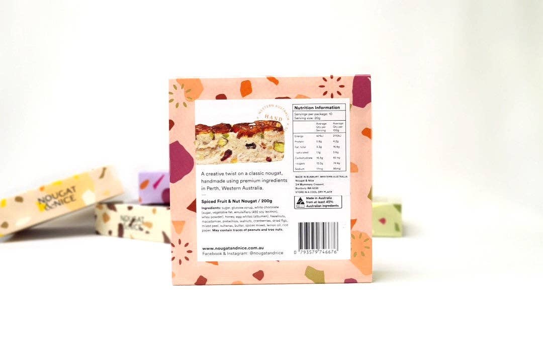 Nougat & Nice - Spiced Fruit & Nut Nougat  | 200g Box