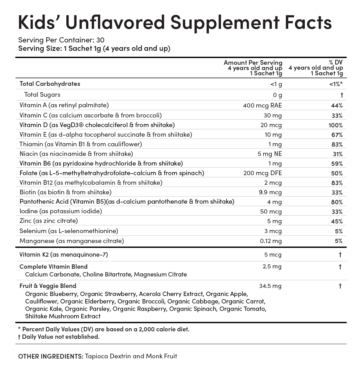 EllaOla - Kids Essential Unflavored Multivitamin