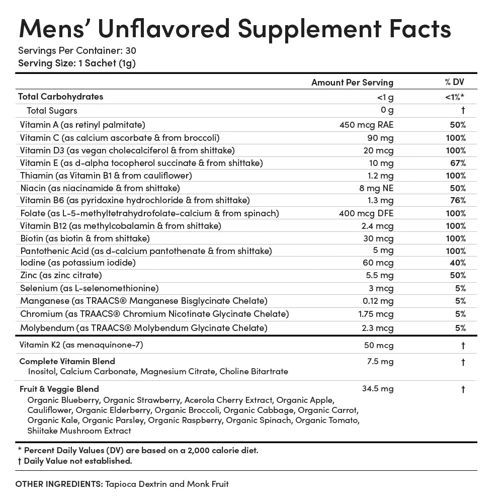 EllaOla - Men’s Essential Unflavored Multivitamin