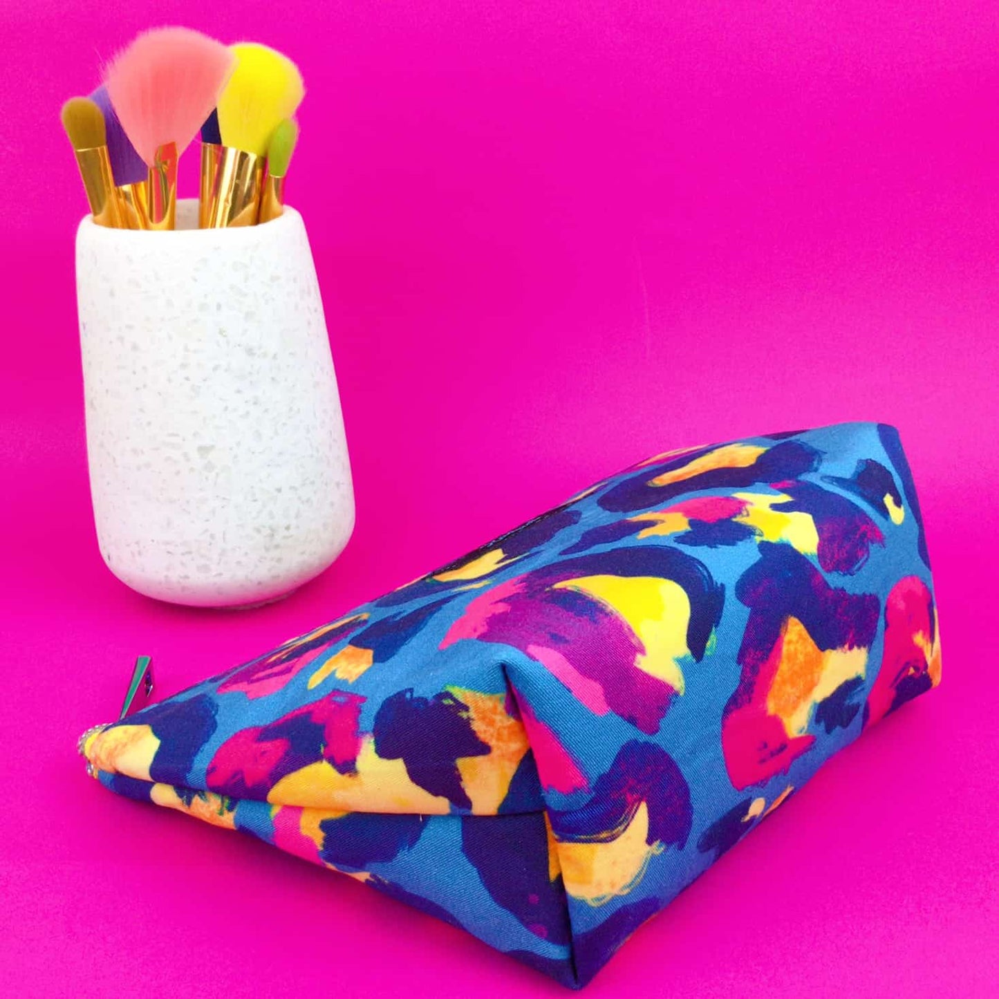 Kashzale Handmade Cosmetic Bags - Electric Leopard Medium Cosmetic Bag. Kasey Rainbow Design.