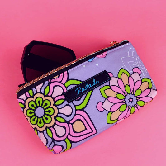 Kashzale Handmade Cosmetic Bags - Mandala Magnifica Mauve Sunglasses bag, glasses case. Exclus