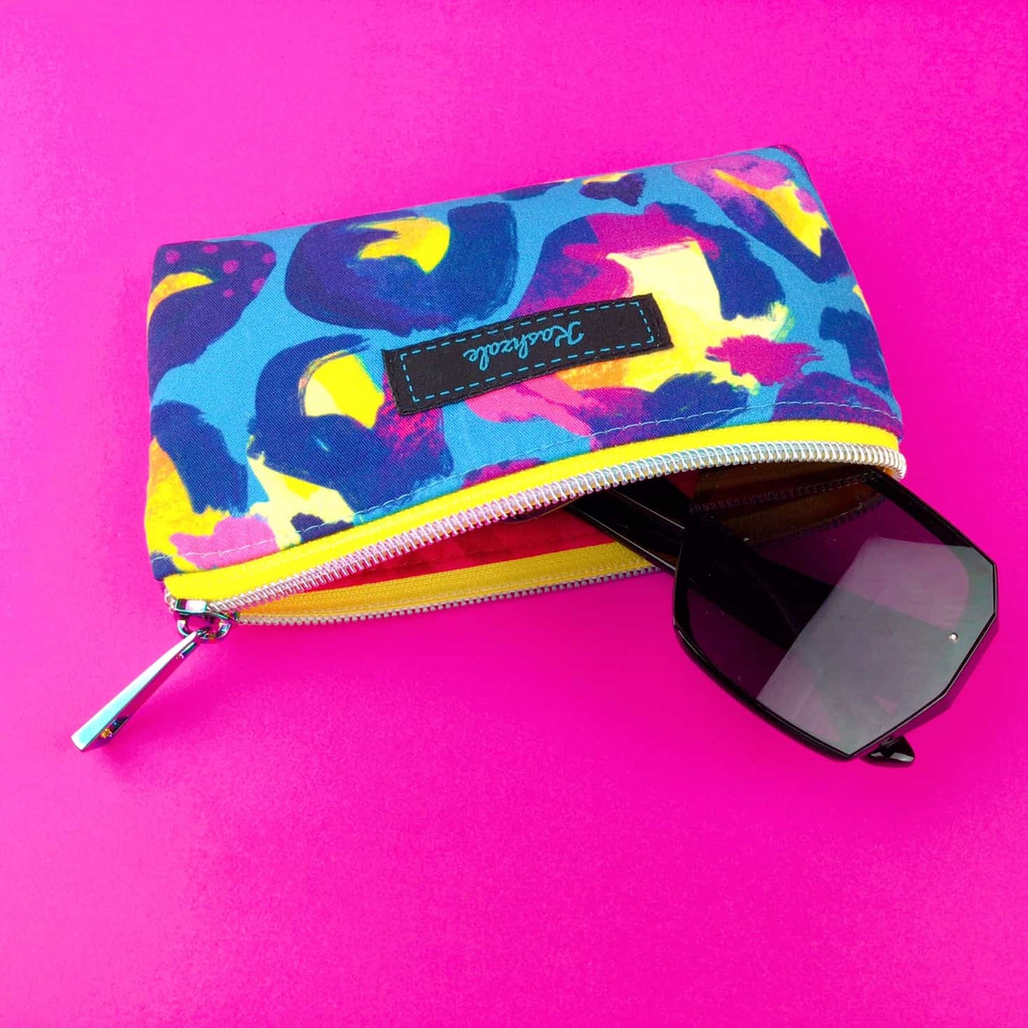 Kashzale Handmade Cosmetic Bags - Electric Leopard Sunglasses bag, glasses case. Kasey Rainbow Design