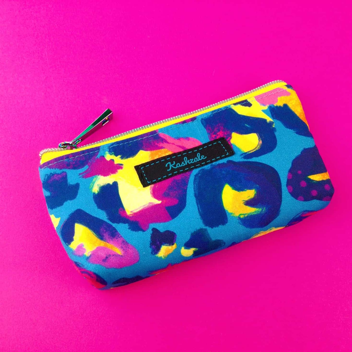 Kashzale Handmade Cosmetic Bags - Electric Leopard Sunglasses bag, glasses case. Kasey Rainbow Design