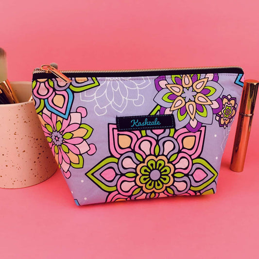 Kashzale Handmade Cosmetic Bags - Mandala Magnifica Mauve Medium Cosmetic Bag. Exclusive Desig