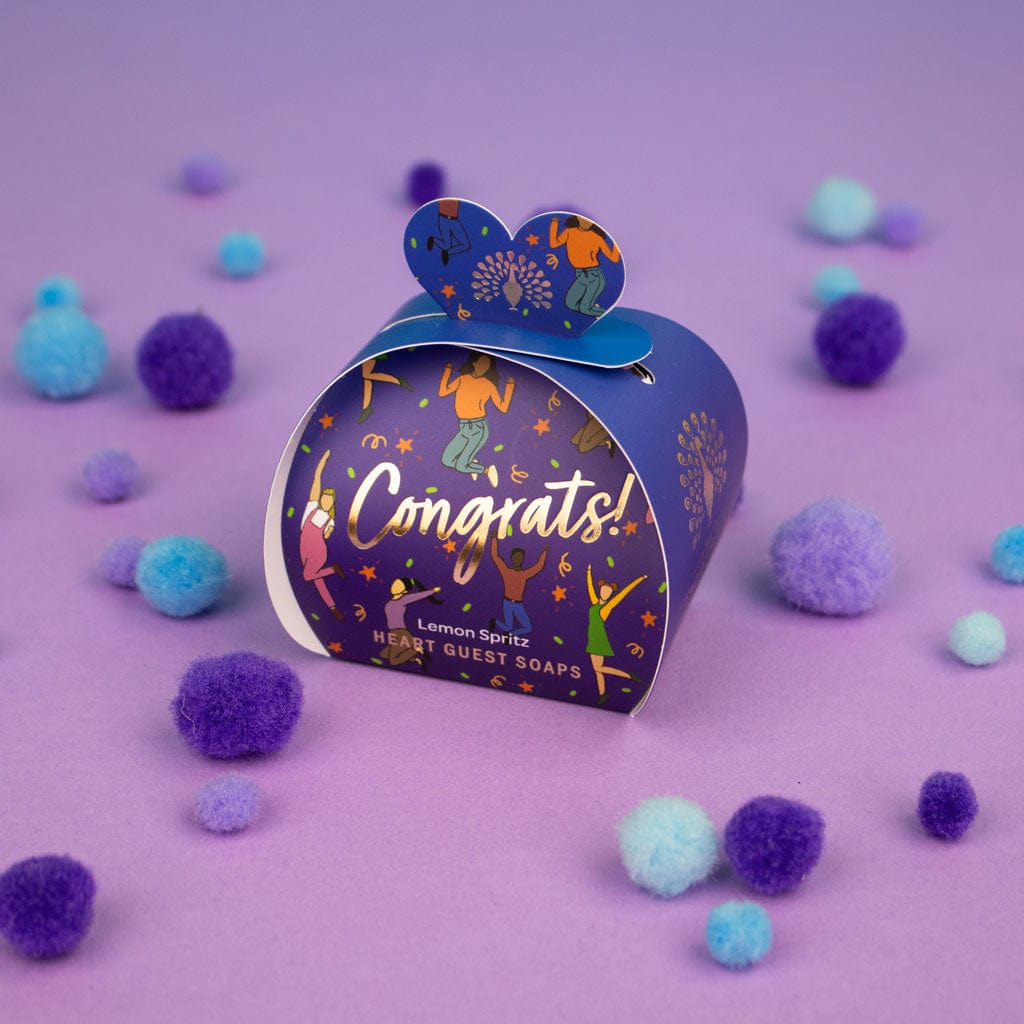 Congrats Mini Heart Gift Soaps – Lemon Spritz (3 x 20g)