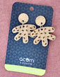 Wooden  earring dangle - Acorn and Squirrel image 0