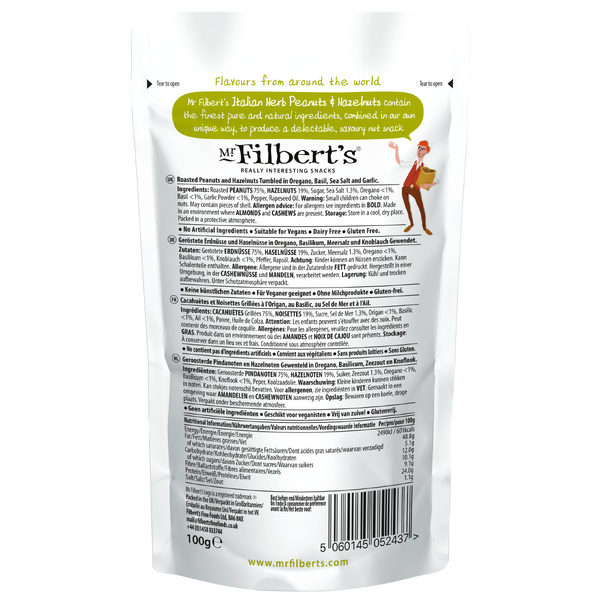 Gourmet & Lifestyle - Mr Filbert's Italian Herb Peanuts & Hazels 100g