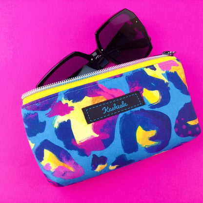 Kashzale Handmade Cosmetic Bags - Electric Leopard Sunglasses bag, glasses case. Kasey Rainbow Design