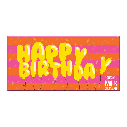 Happy Birthday Balloons - 100g Bloomsberry Milk Chocolate Bar image 0