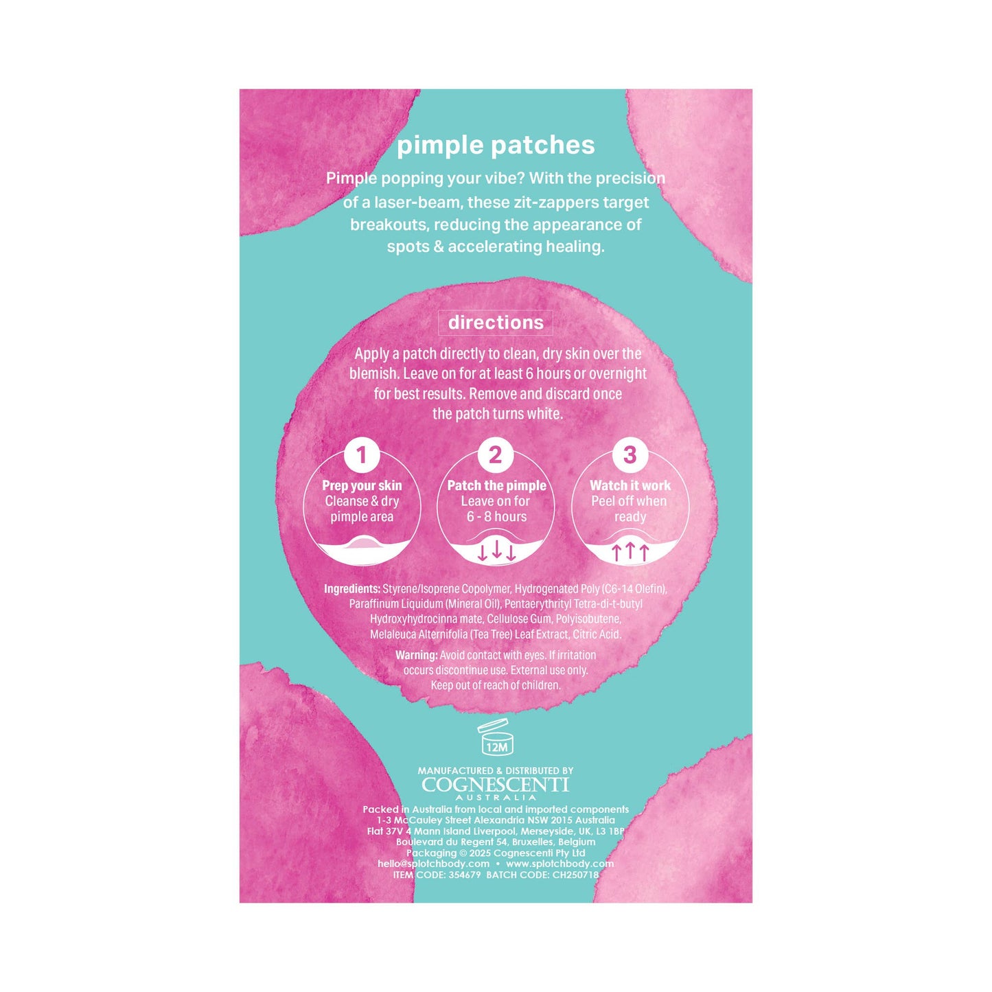 Splotch - Lilly Pilly, Tea Tree & AHA Patch It Up...Pimple Patches