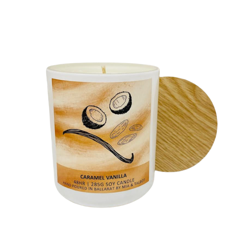 "Caramel Vanilla" -  Glass Tumbler Candle - 48hr image 0