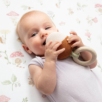 Living Textiles - Acorn Teething Ring Rattle - Whimsical Wonderland