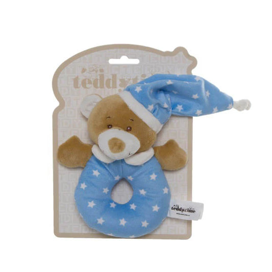 Koch & Co - Starbright Teddy Bear Ring Rattle Blue (16cm)
