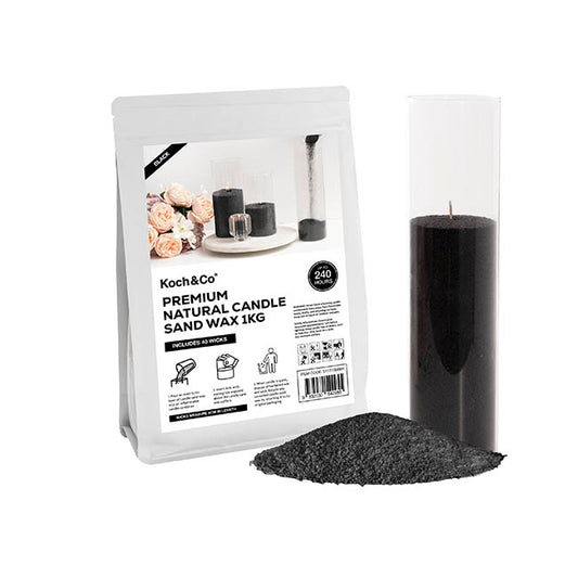 koch & co - Crystal Natural Candle Sand Wax with 10 Wicks Black (300g)