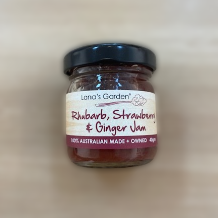 Lana's Garden - Rhubarb Strawberry & Ginger Jam 40g image 0