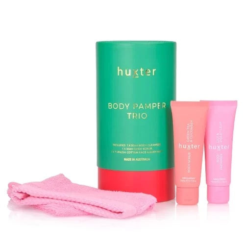 Huxter Body Pamper Trio | Emerald Green with Bright Pink image 0