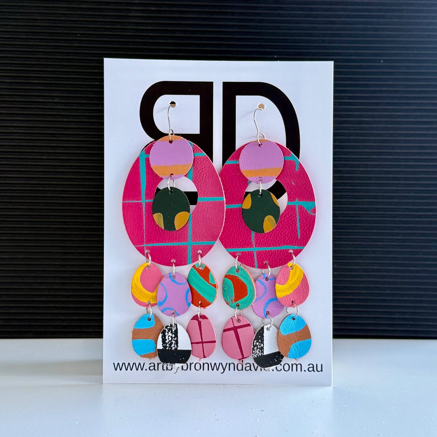 On Country- Handmade Painted Leather Earrings - Lightweight Statement Jewellery - Aboriginal Design | Artisan Crafted