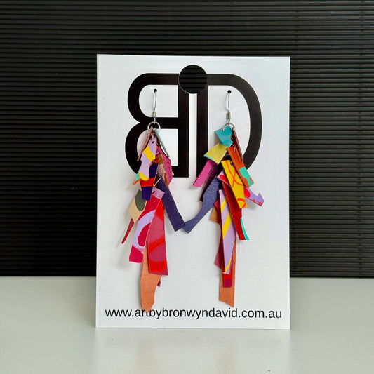 Tassel Earrings - Handmade Painted Leather Earrings - Lightweight Statement Jewellery | Artisan Crafted