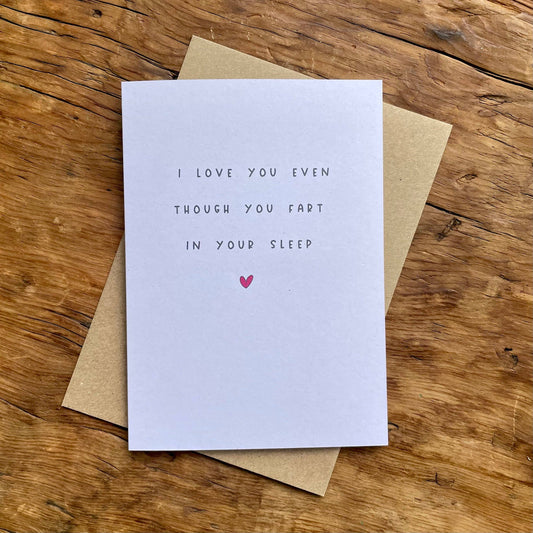 To & From Cards - I Love You Even Though You Fart In Your Sleep