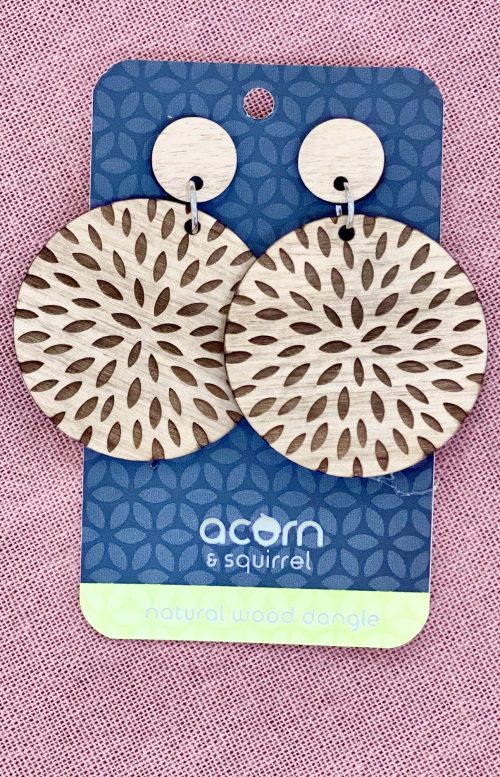 Wooden earrings Florence dangle - Acorn and Squirrel image 0