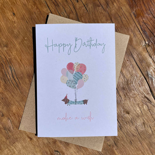 To & From Cards - Happy Birthday Dachshund Make a Wish: Pink