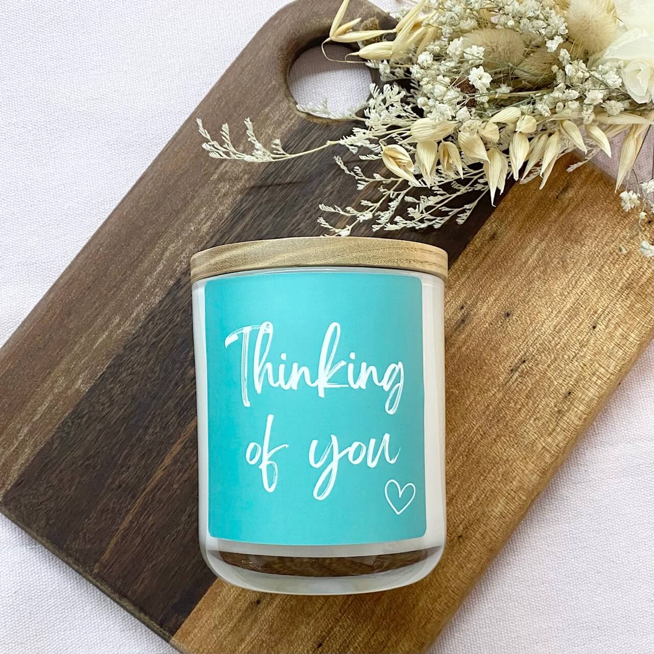 'Thinking of you' - Tumbler Candle Label - Green image 1