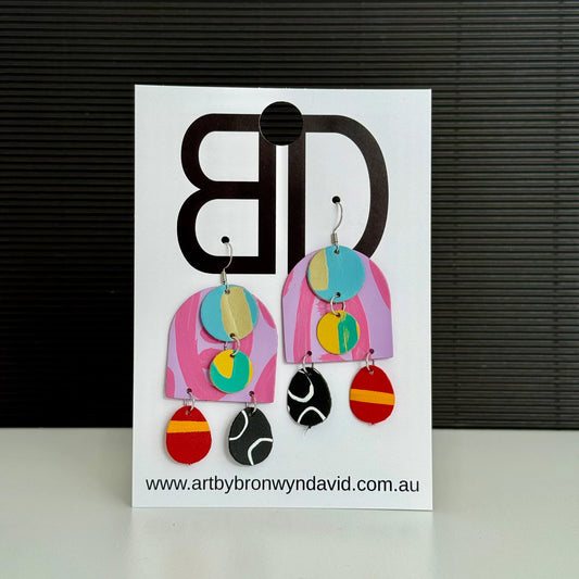 Arch Drops Large - Handmade Painted Leather Dangle Earrings - Lightweight Statement Jewelry | Artisan Crafted