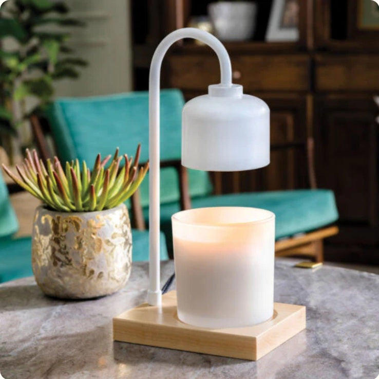 White & Wood Arched Lamp- Candle Warmers Australia image 0