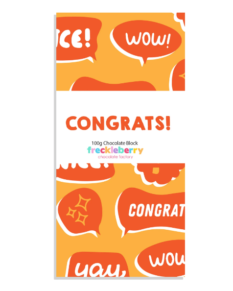 Freckleberry - Premium Belgian Chocolate Block - Congrats 100g image 0