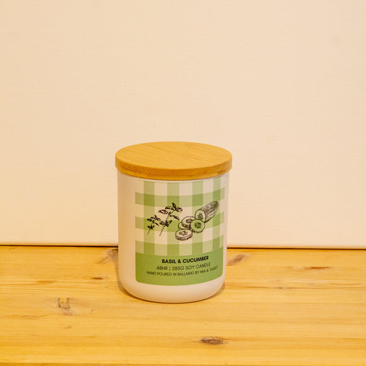 "Basil & Cucumber" -  Glass Tumbler Candle - 48hr