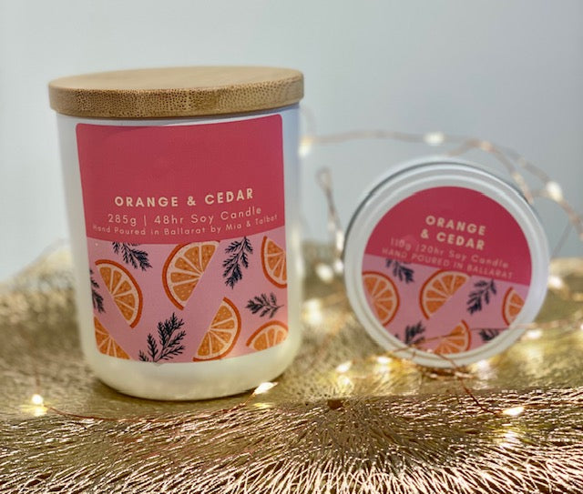 "Orange & Cedar" -  Glass Tumbler Candle - 48hr