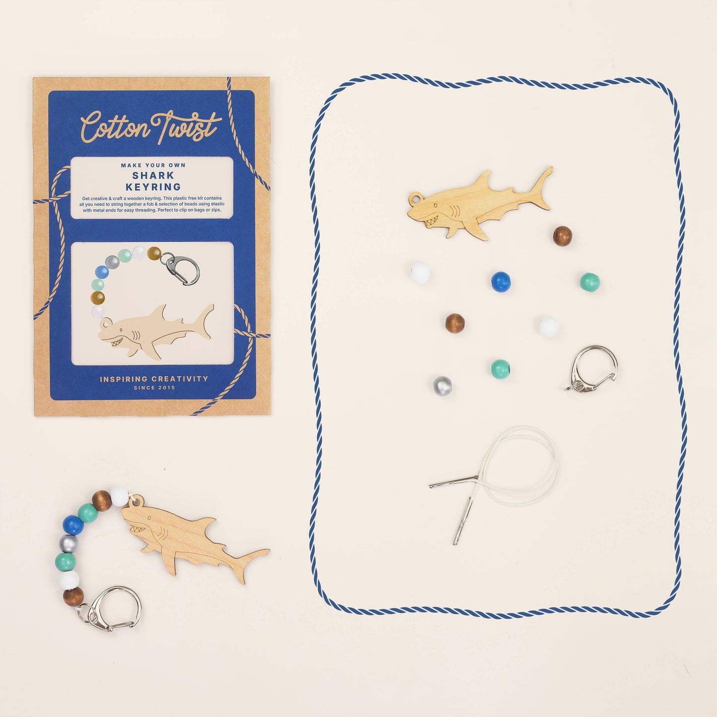 Cotton Twist - Make Your Own Shark Keyring Kit