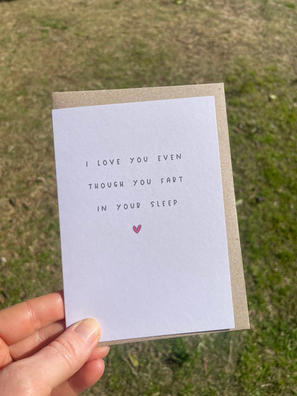 To & From Cards - I Love You Even Though You Fart In Your Sleep