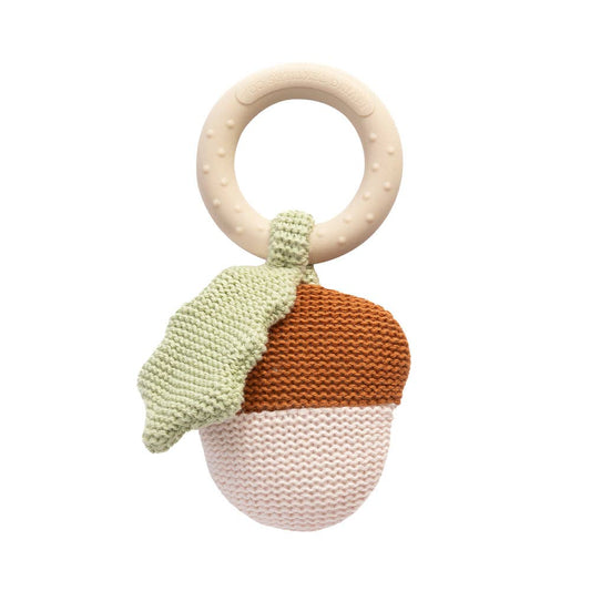 Living Textiles - Acorn Teething Ring Rattle - Whimsical Wonderland