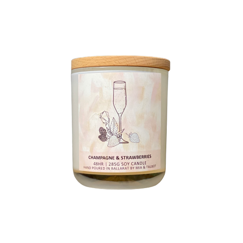 "Champagne & Strawberries" -  Glass Tumbler Candle - 48hr image 0