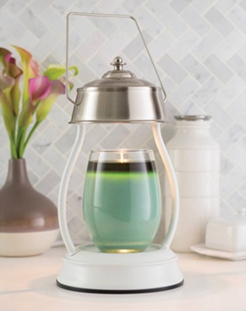 Candle Warmers Australia - White Nickel Hurricane Lantern