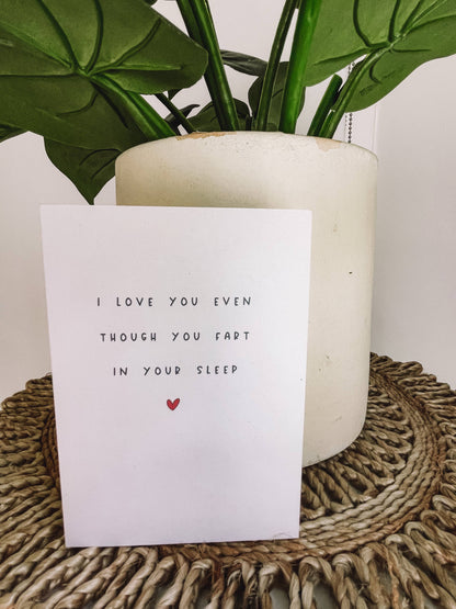 To & From Cards - I Love You Even Though You Fart In Your Sleep