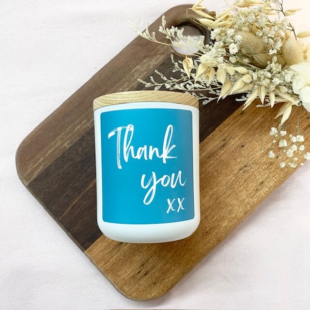 'Thank you' - Tumbler Candle Label - Green image 1