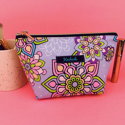 Kashzale Handmade Cosmetic Bags - Mandala Magnifica Mauve Medium Cosmetic Bag. Exclusive Desig