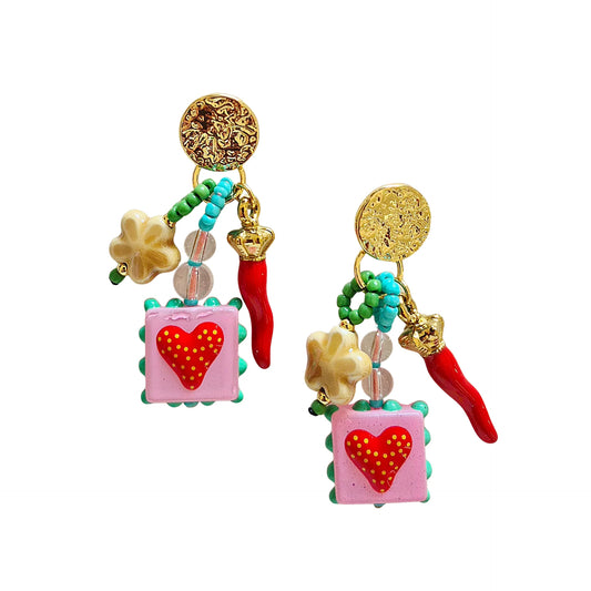 Zoda Accessories - Chilli & heart Beaded Earring